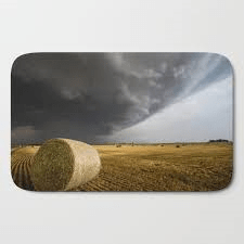 Hay field before storm