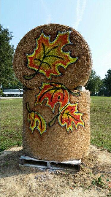 Painted Fall Hay Bale